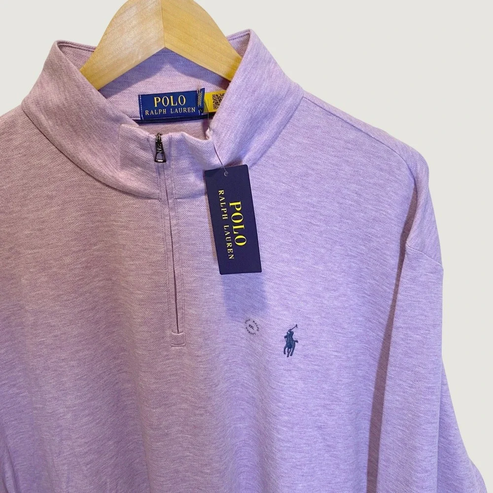 Polo Ralph Lauren Quarter Zip Mens XXL Purple NWT Heathered Pullover Sweater